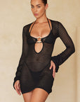 Montego Mini Dress - Black Lace Crochet