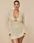 Montego Mini Dress - Ivory Shiny Treble Knit