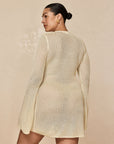 Montego Mini Dress - Ivory Shiny Treble Knit