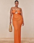 Montego Bandeau Dress - Tangerine Lace Crochet