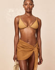 South Beach Sarong - Antique Gold Crinkle Linen