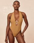 Montego One Piece - Antique Gold Lurex Rib