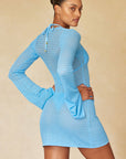 Montego Mini Tie Dress - Ibiza Blue Lace Crochet