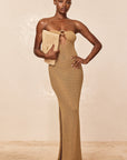 Montego Bandeau Dress - Antique Gold Lace Crochet