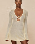 Montego Mini Dress - Ivory Shiny Treble Knit