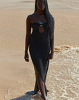 Montego Bandeau Dress - Black Lace Crochet