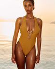 Montego One Piece - Antique Gold Lurex Rib